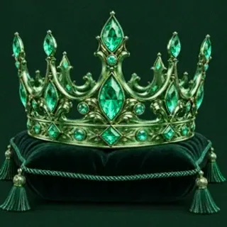 Gold crown on cushion — Fair Go